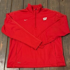 Nike Red Men's Quarter-Zip Jacket Wisconsin